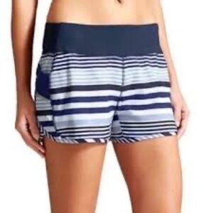 Athleta Blue White Stripe Ready Set Go Shirts Athletic Running Short size XL